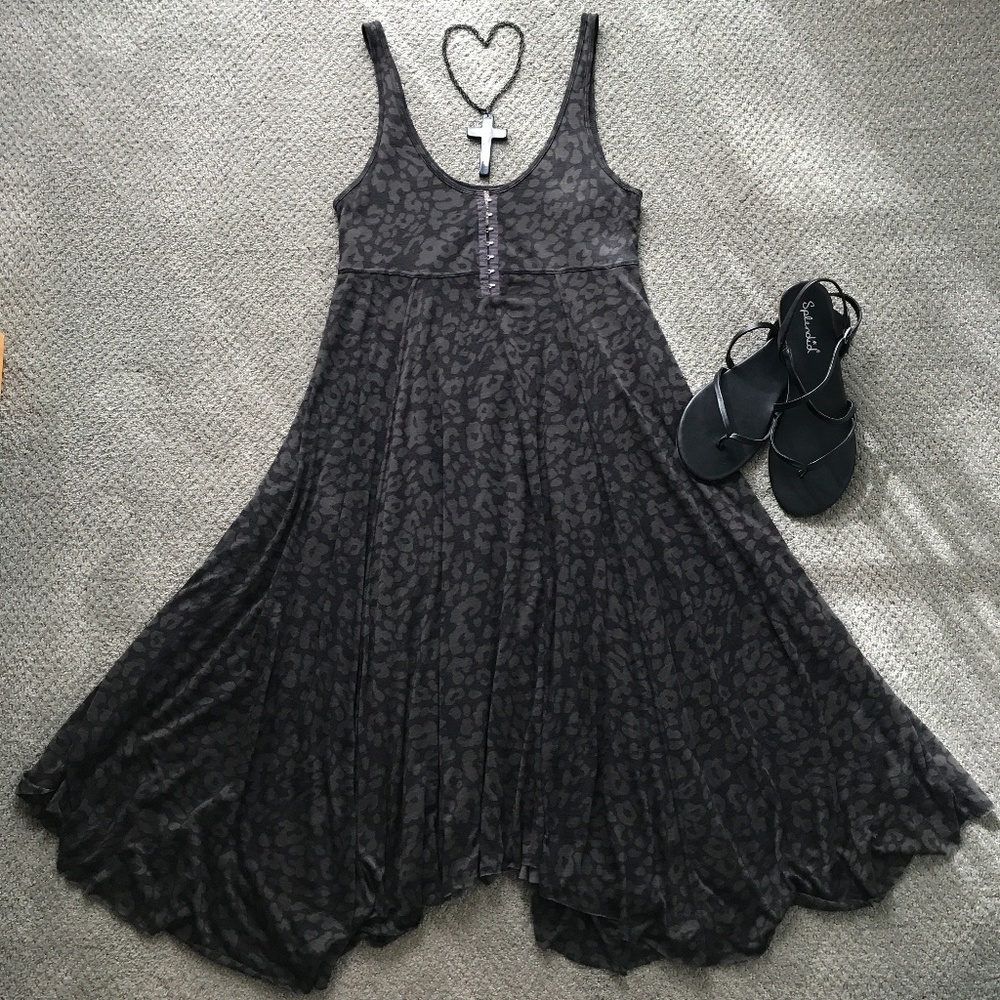 Free People Gray Burnout Leopard Print Tank Dress - Picture 7 of 8